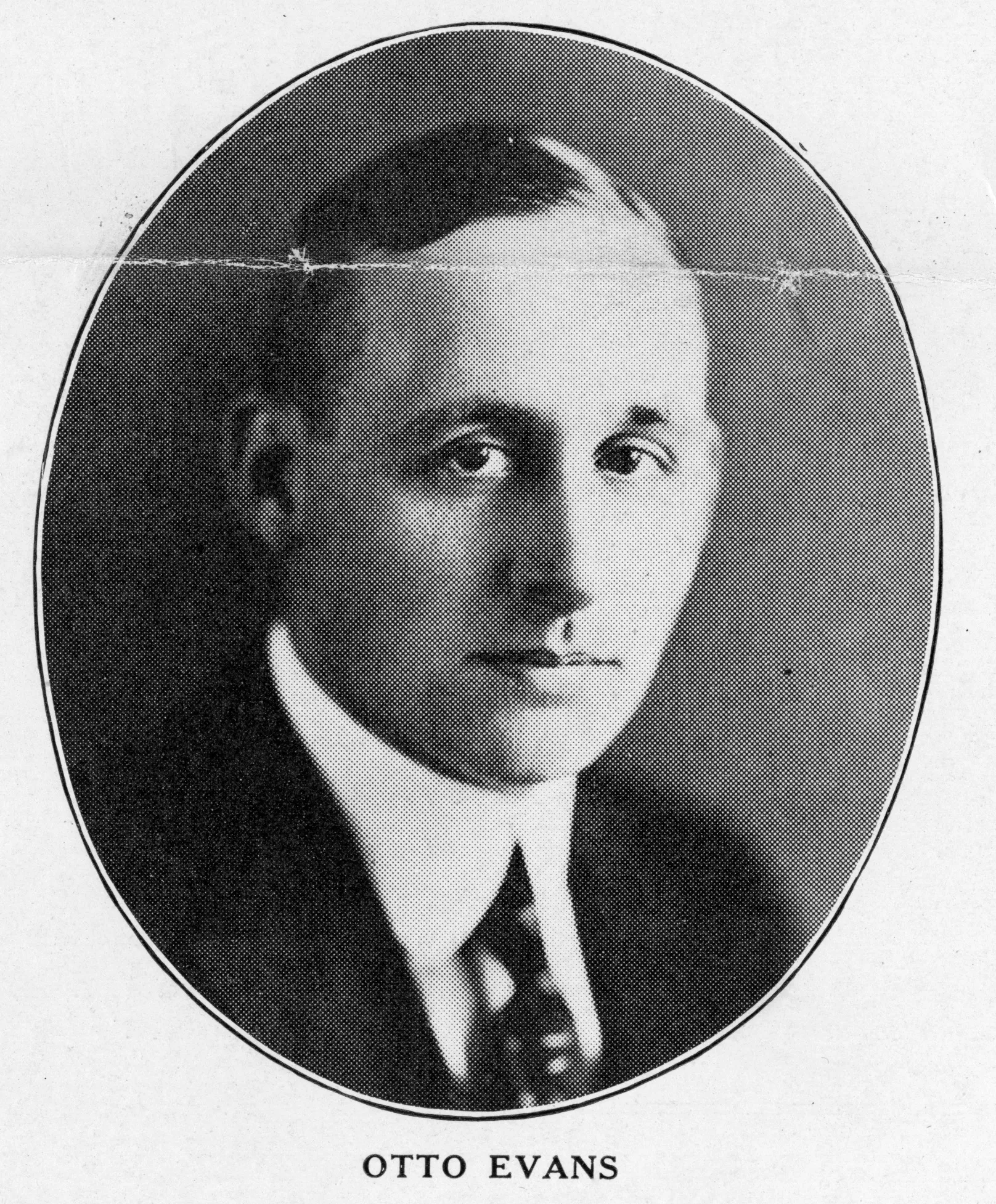 A black and white portrait photograph of Otto Evans in 1924.