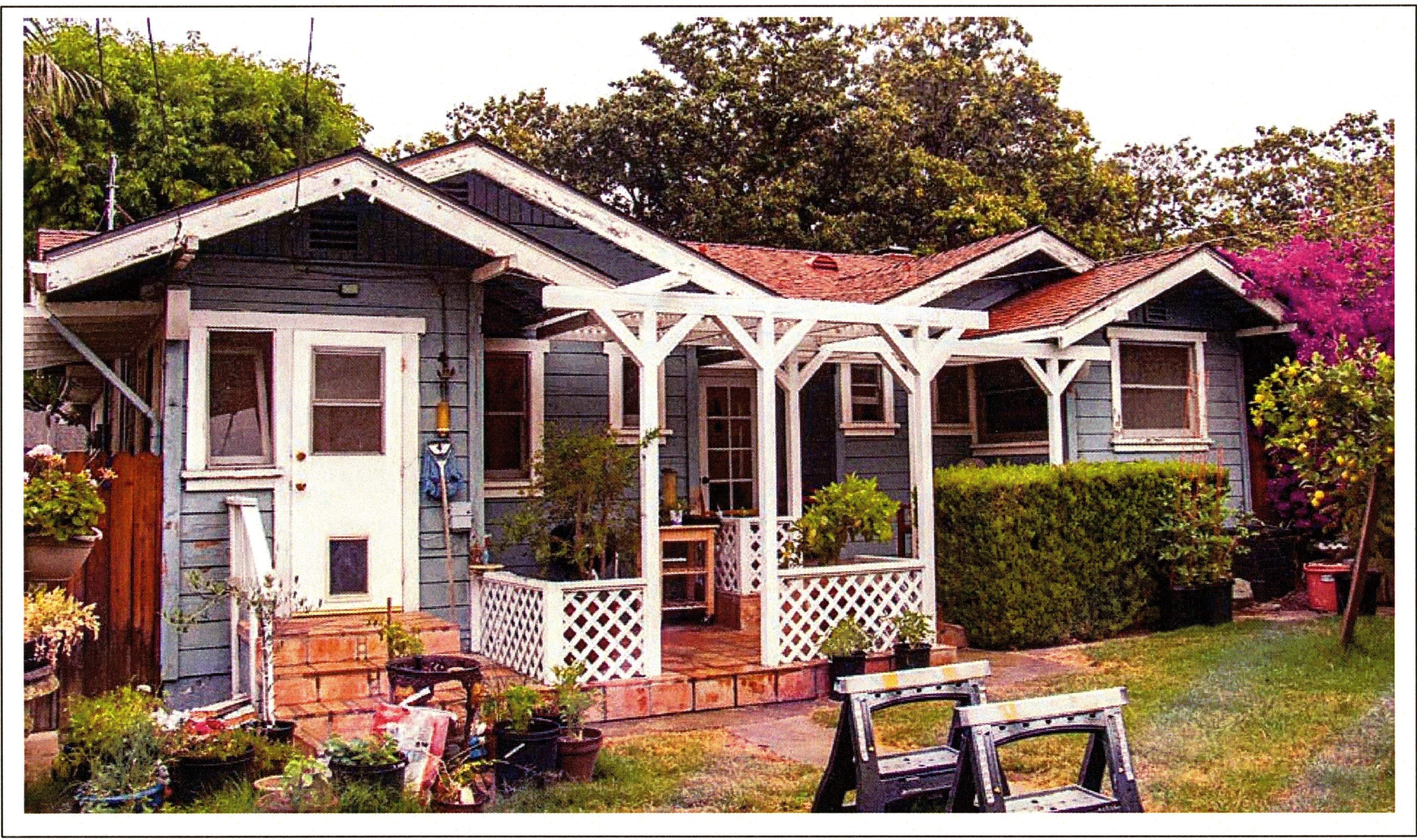 A colored photo of the rear exterior of the John Menges House in 2017.