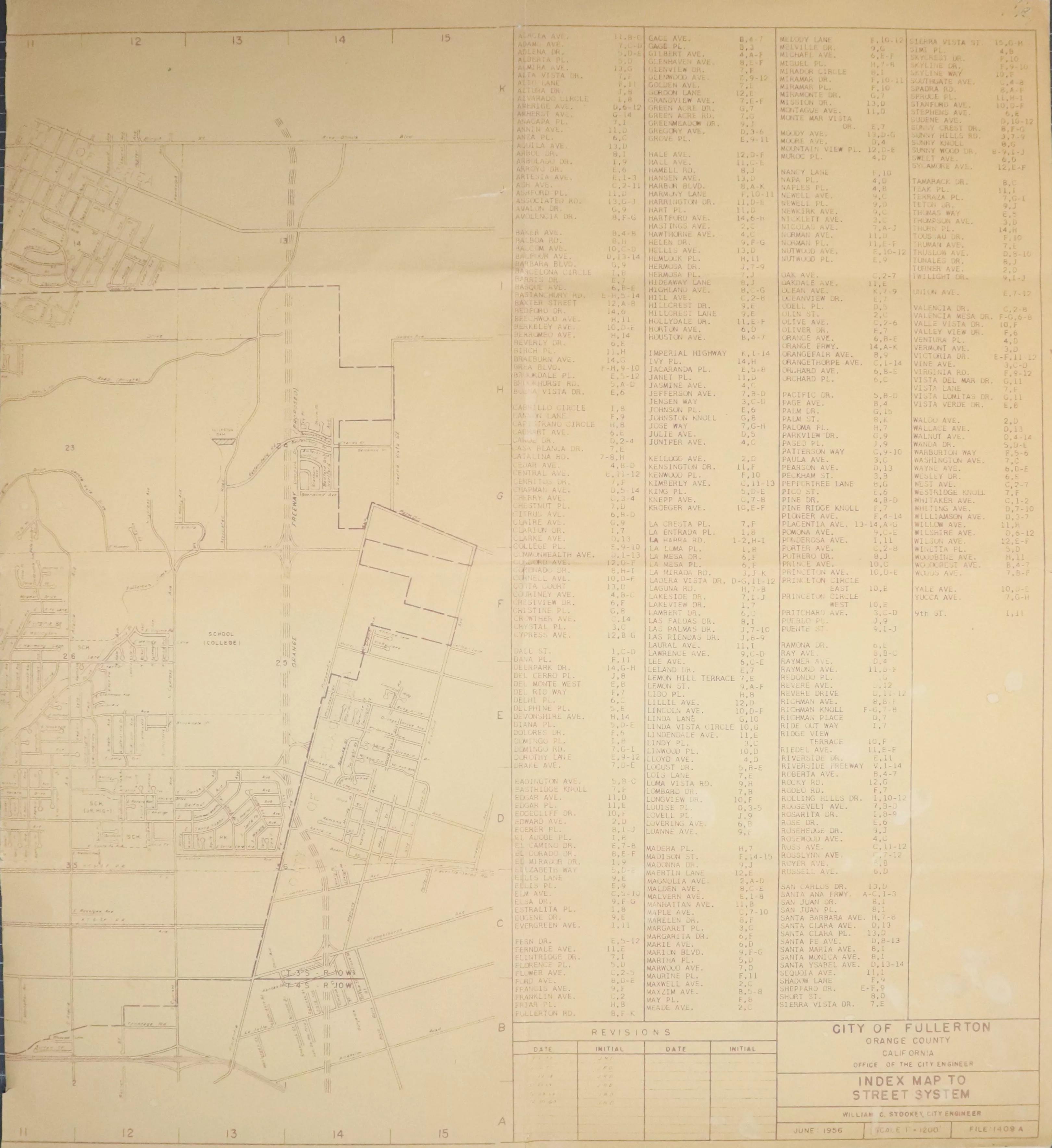 A digital scan of a street system map (side B) from 1956.