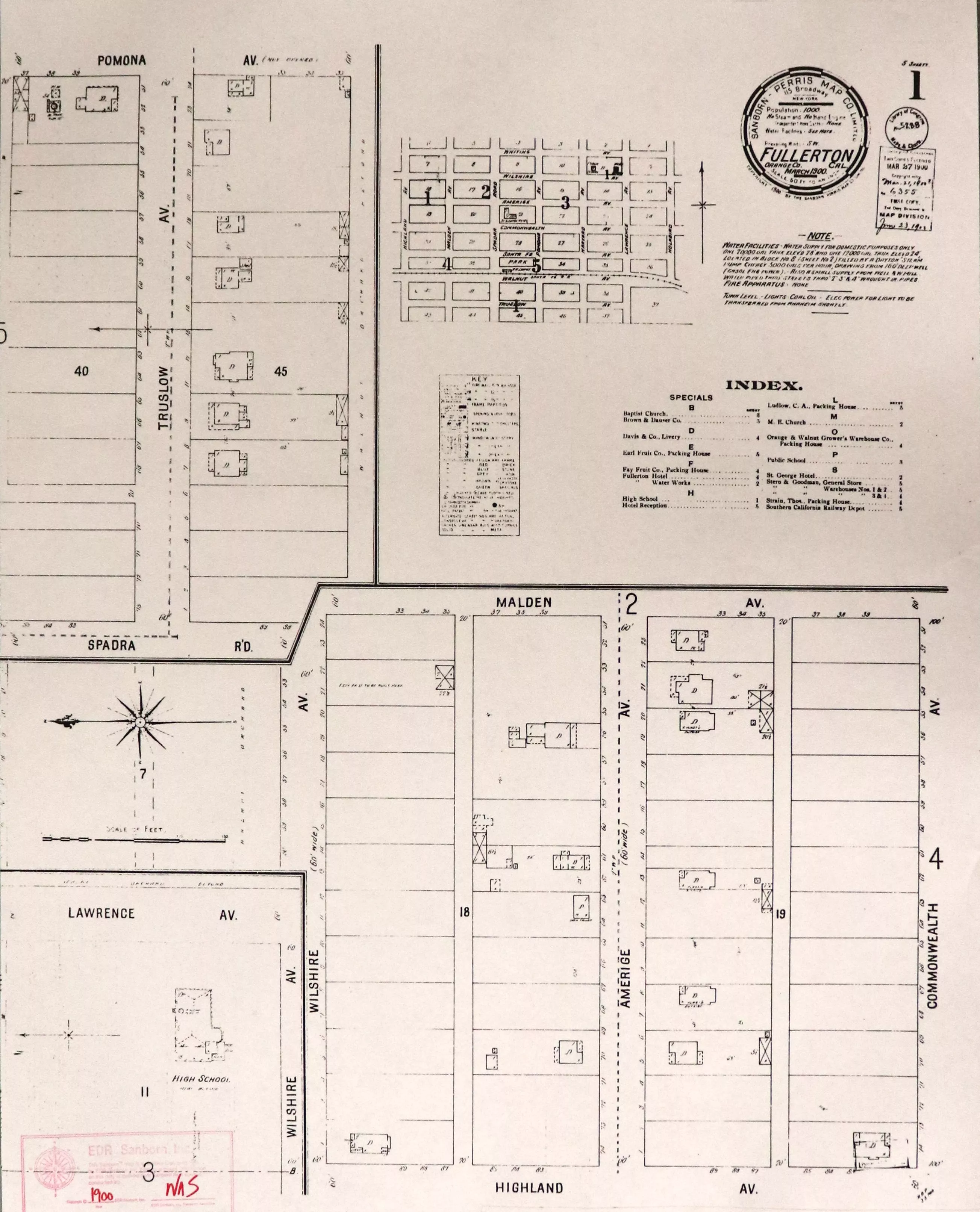 A digital scan of the Sanborn Map 1 from 1900.