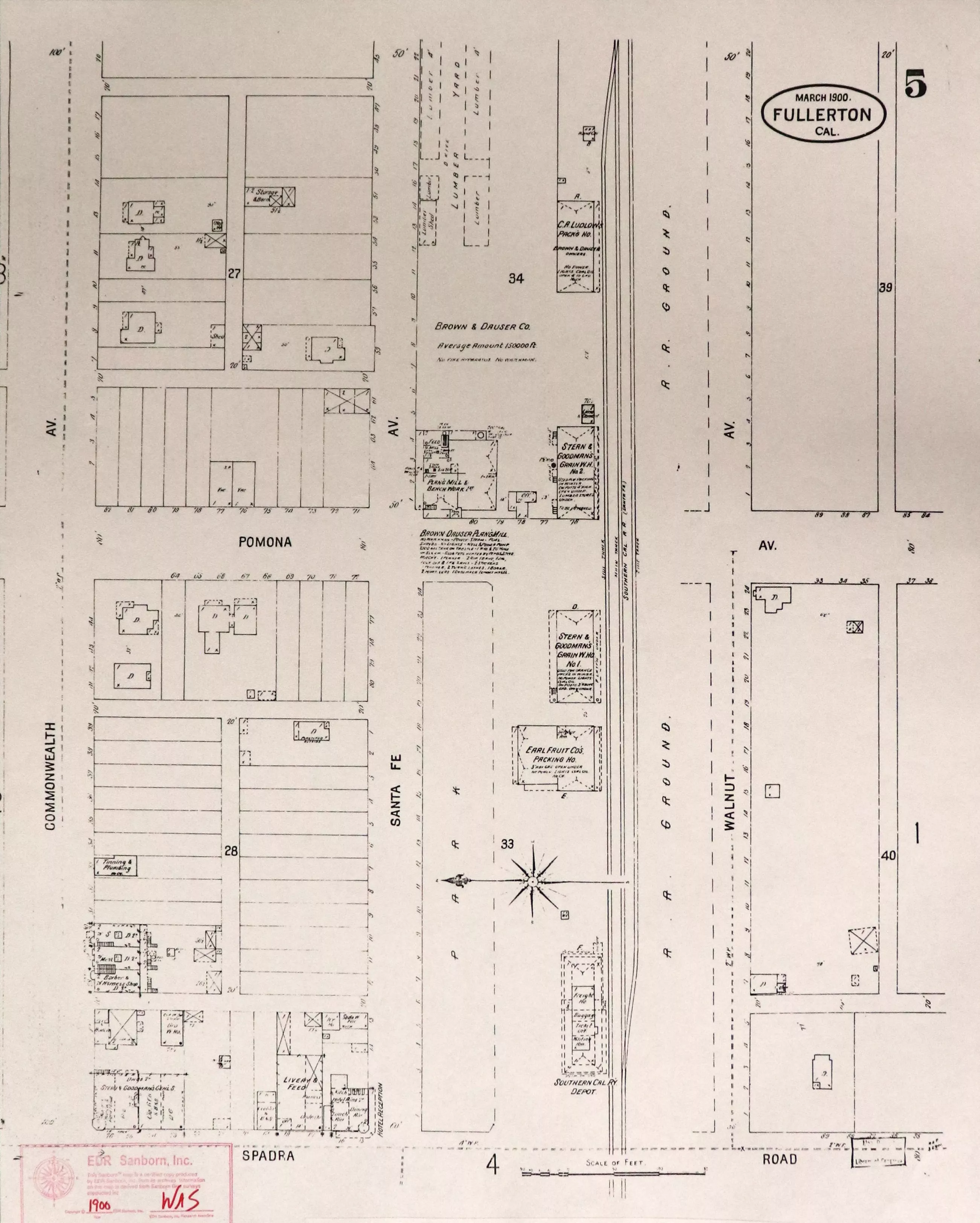 A digital scan of the Sanborn Map 5 from 1900.