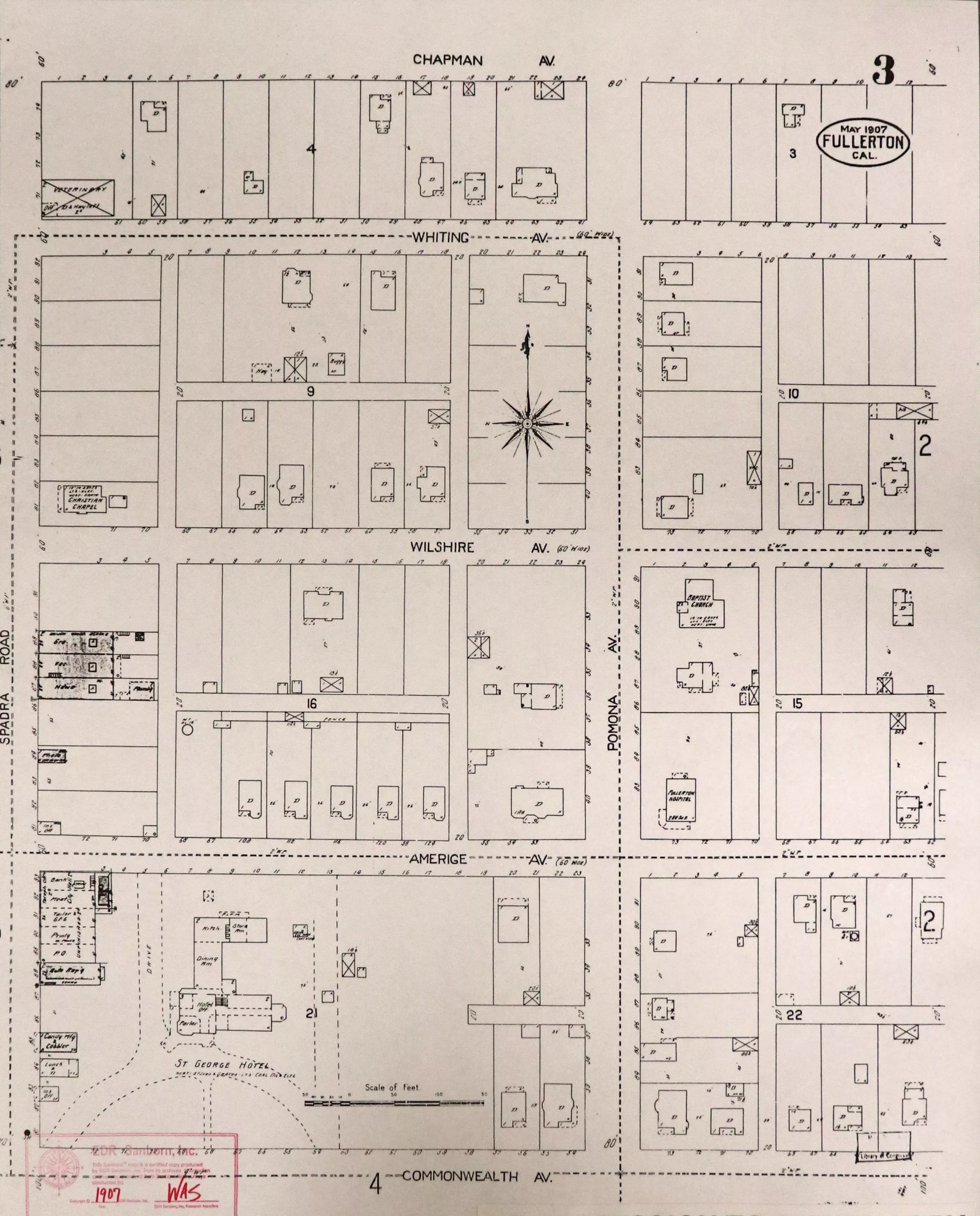 A digital scan of the Sanborn Map 3 from 1907.