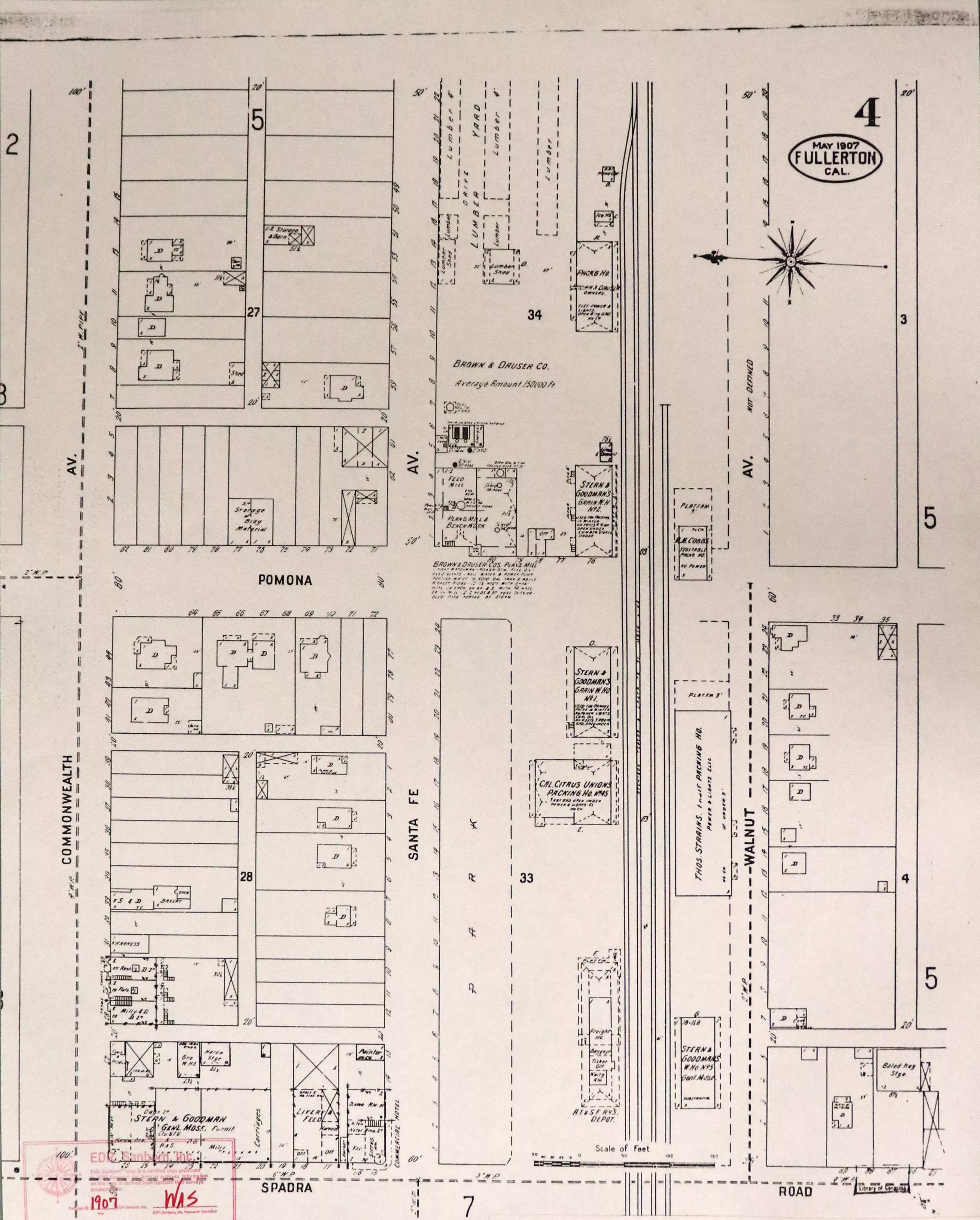 A digital scan of the Sanborn Map 4 from 1907.