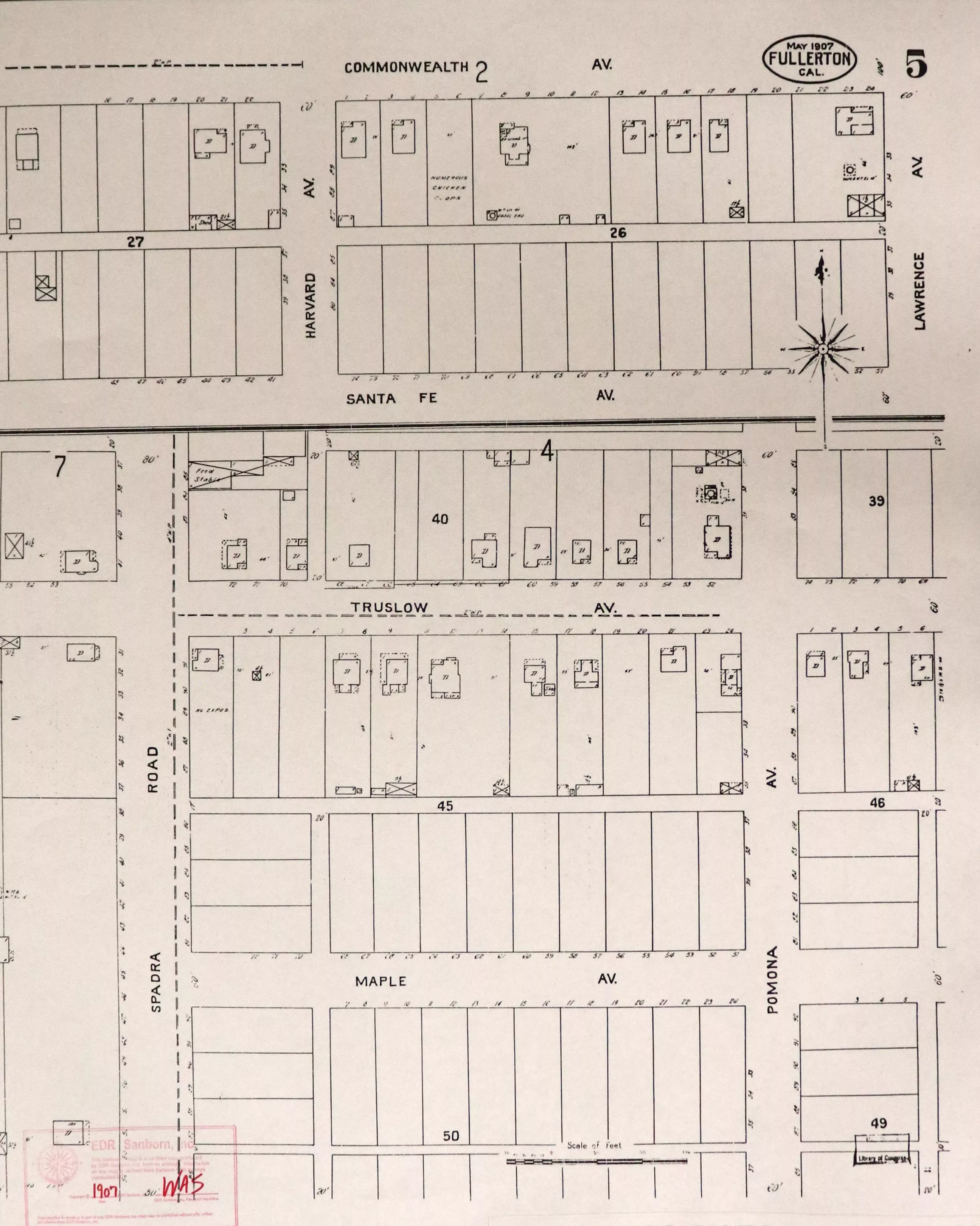 A digital scan of the Sanborn Map 5 from 1907.