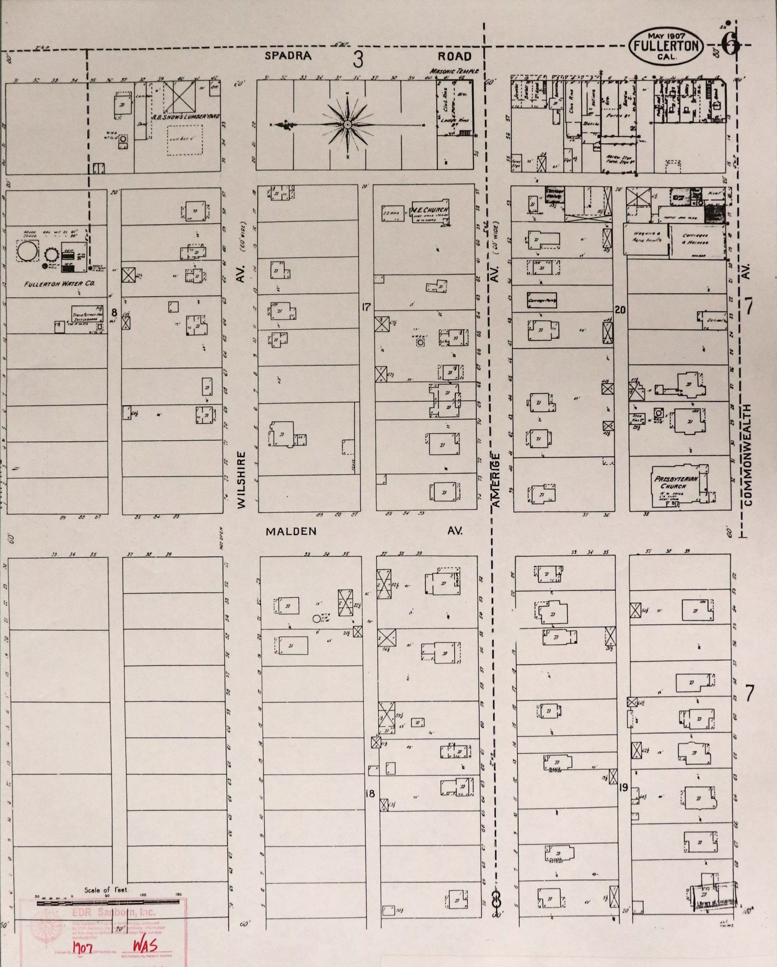 A digital scan of the Sanborn Map 6 from 1907.