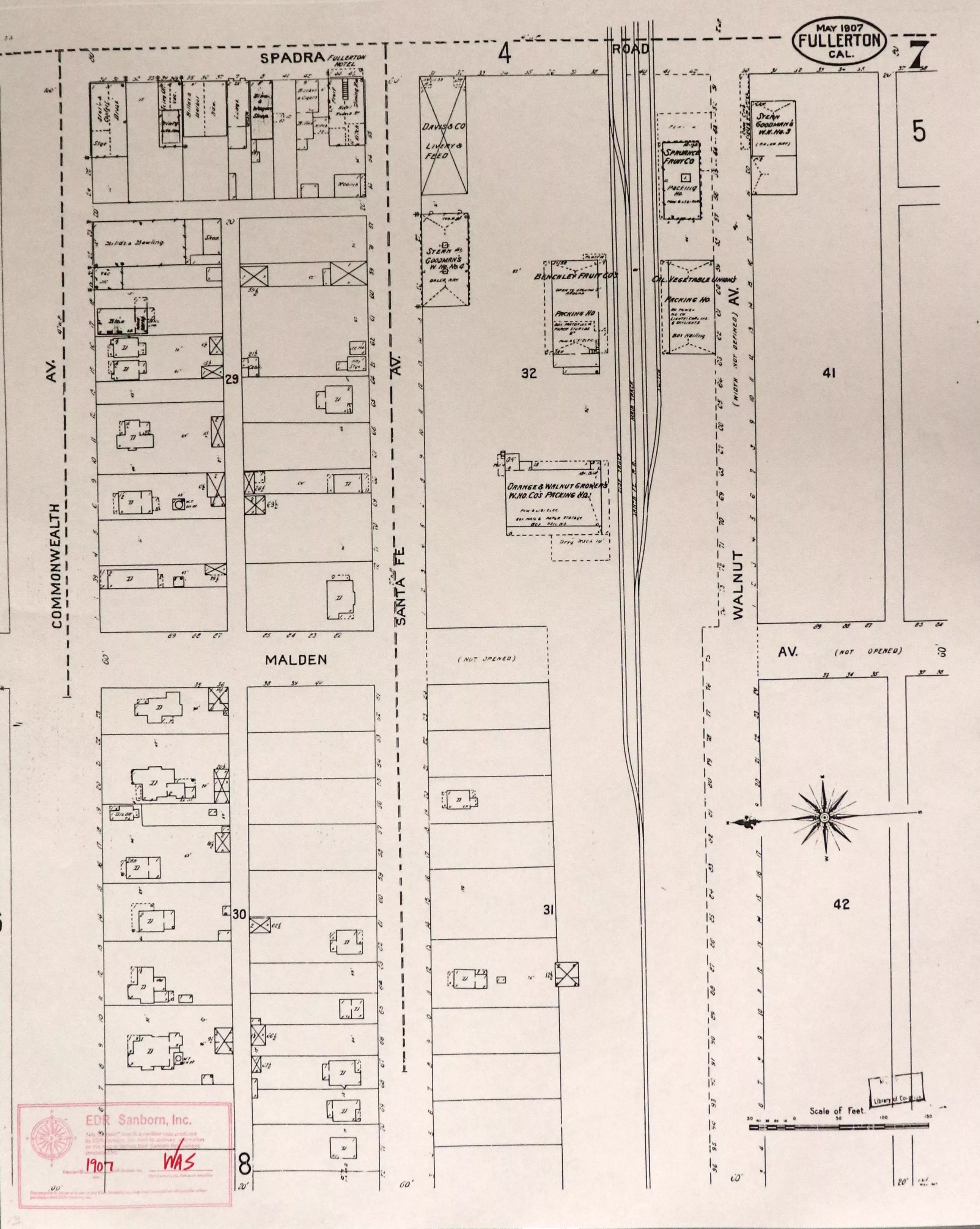 A digital scan of the Sanborn Map 7 from 1907.