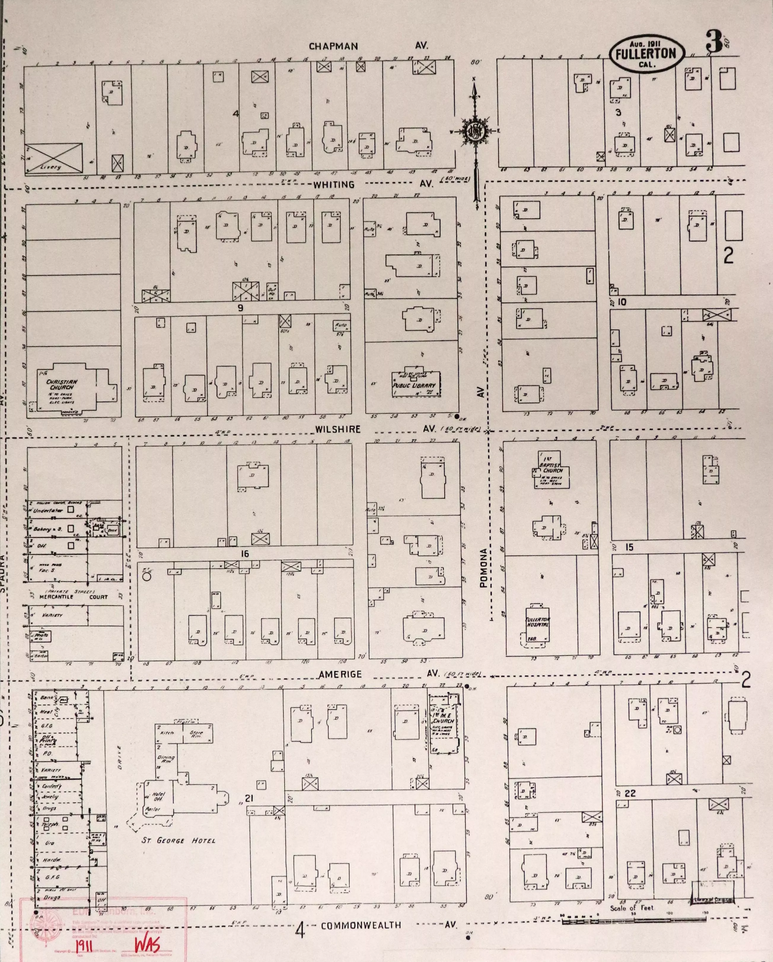 A digital scan of the Sanborn Map 3 from 1911.