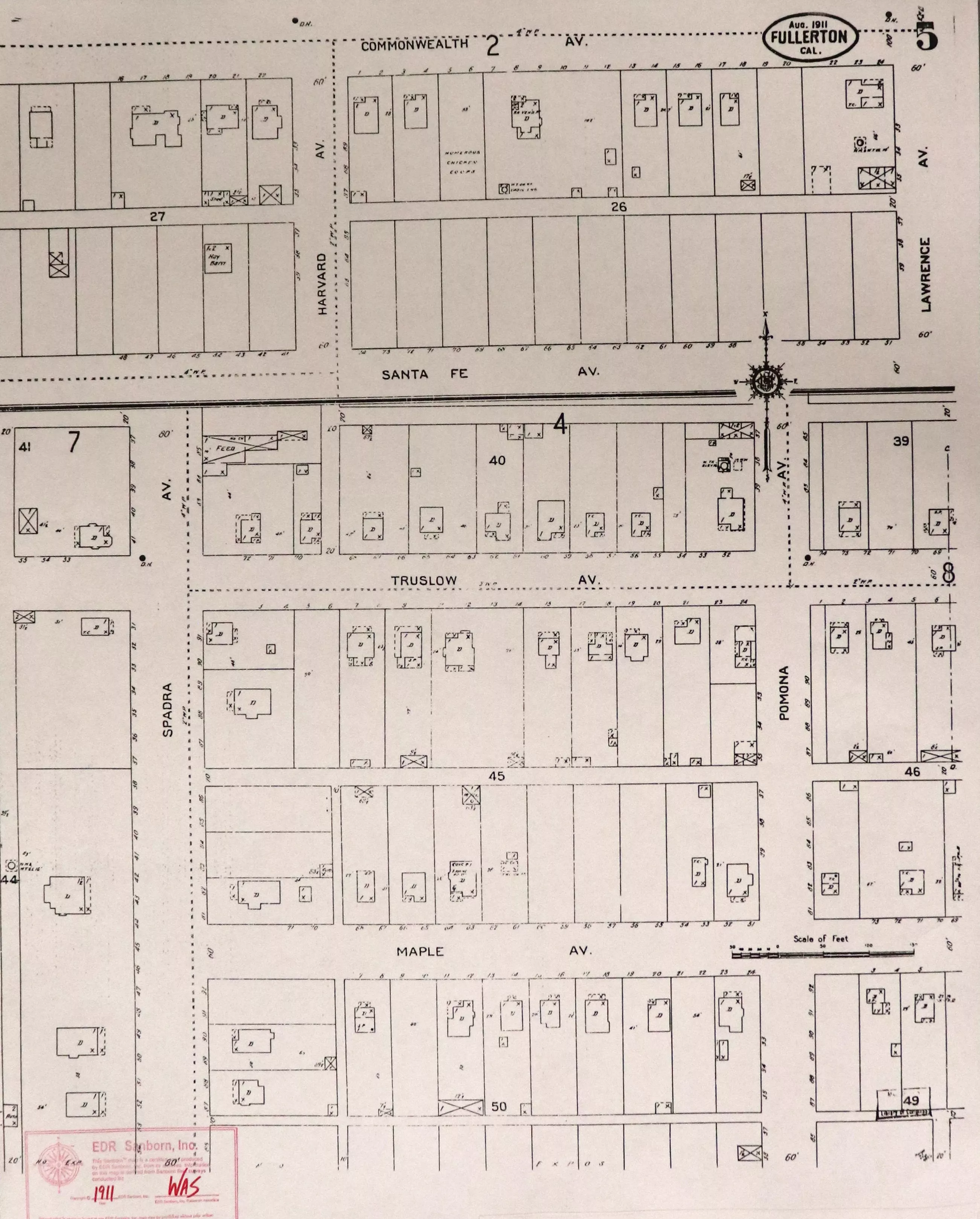 A digital scan of the Sanborn Map 5 from 1911.