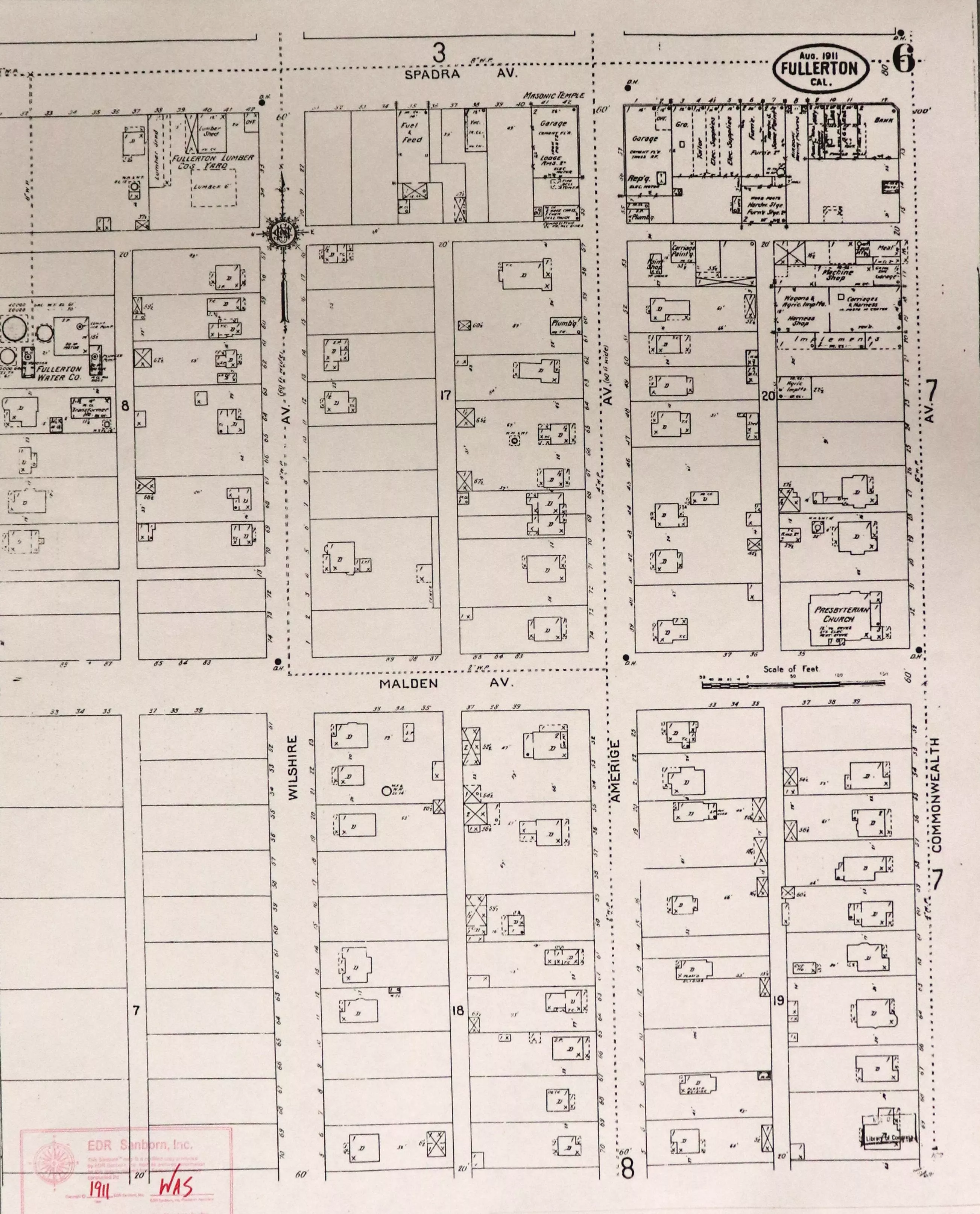 A digital scan of the Sanborn Map 6 from 1911.