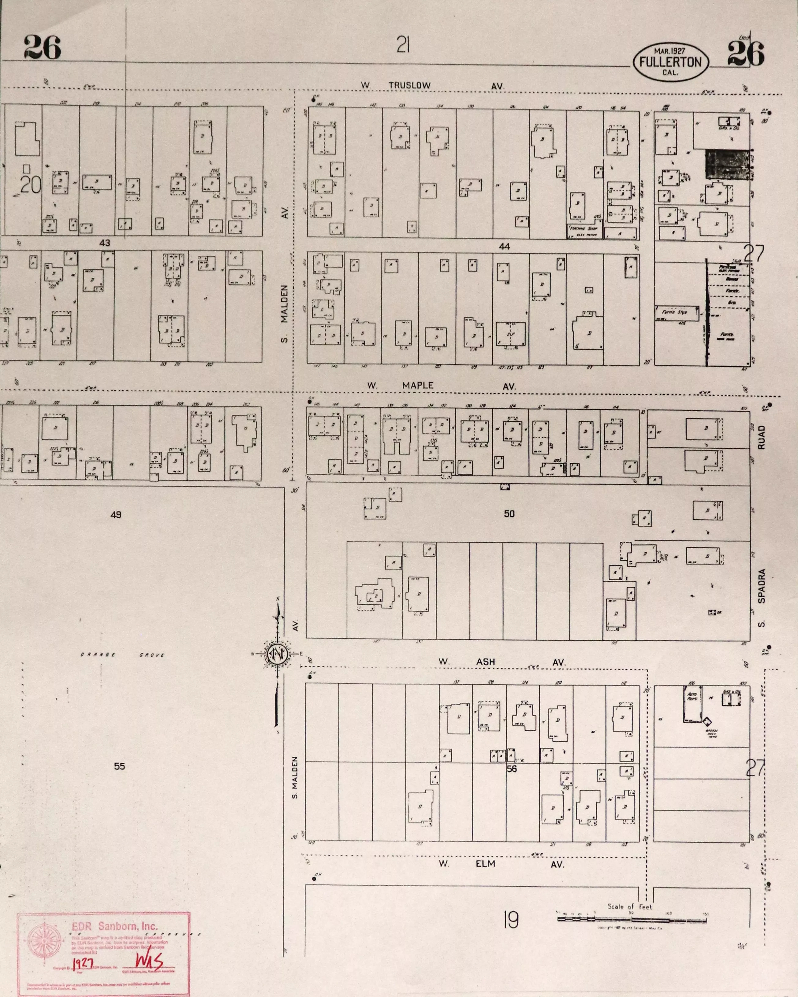 A digital scan of the Sanborn Map 26 from 1927.