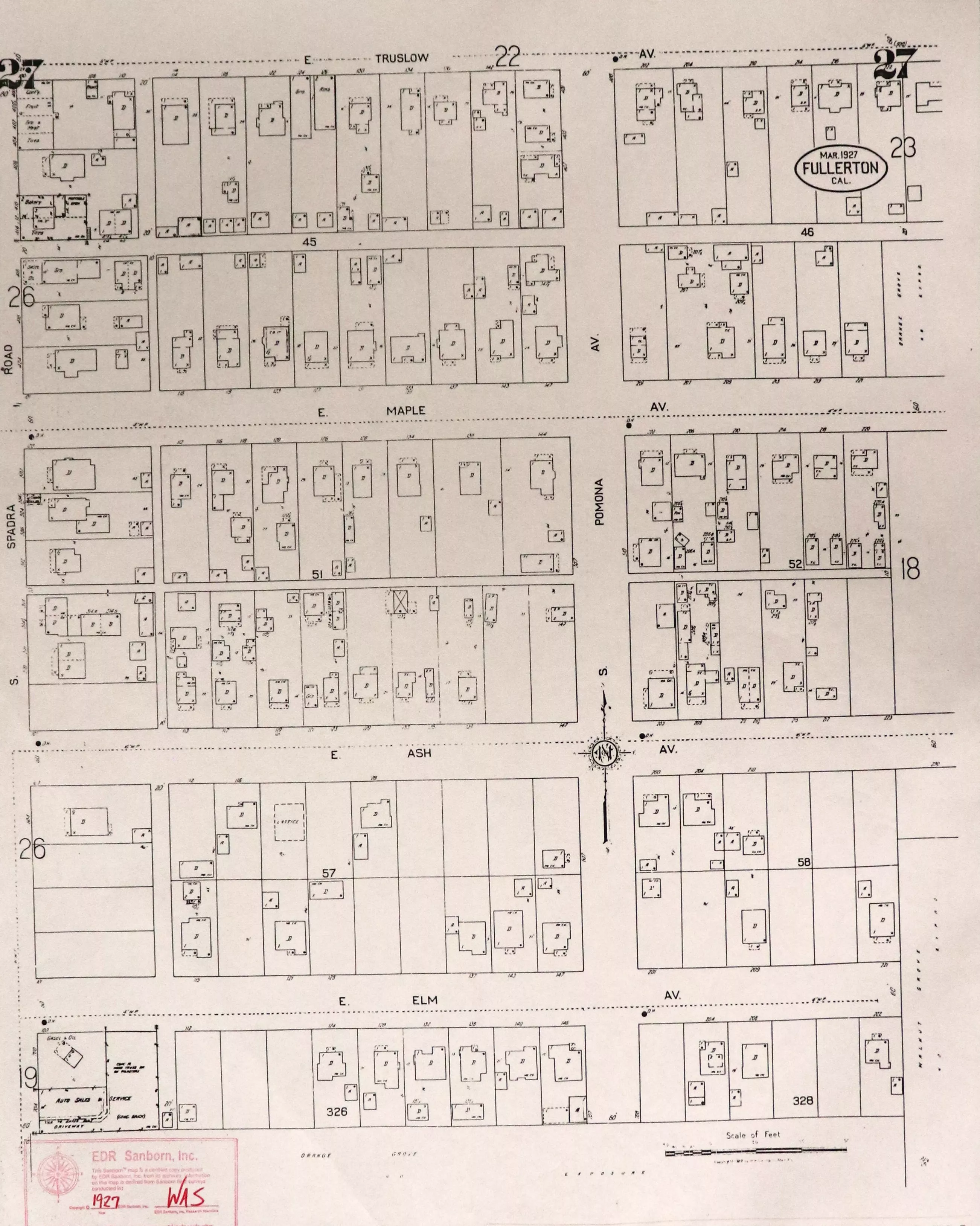 A digital scan of the Sanborn Map 27 from 1927.