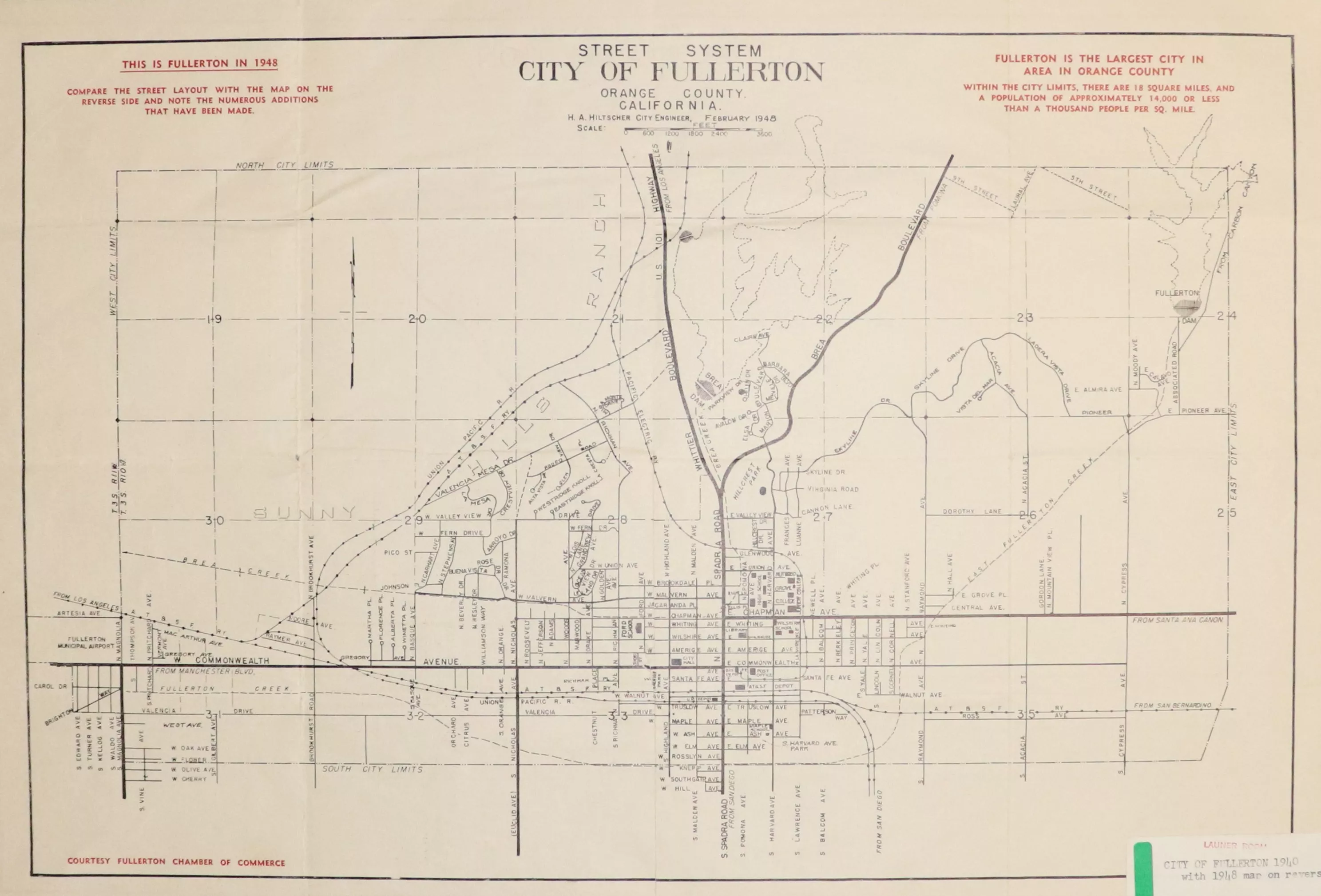 A digital scan of a street system map from 1940.