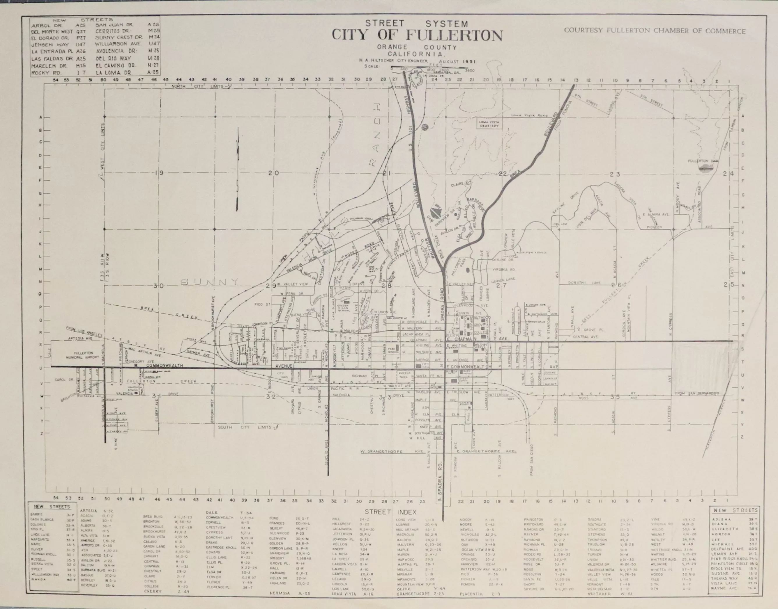 A digital scan of a street system map from 1951.