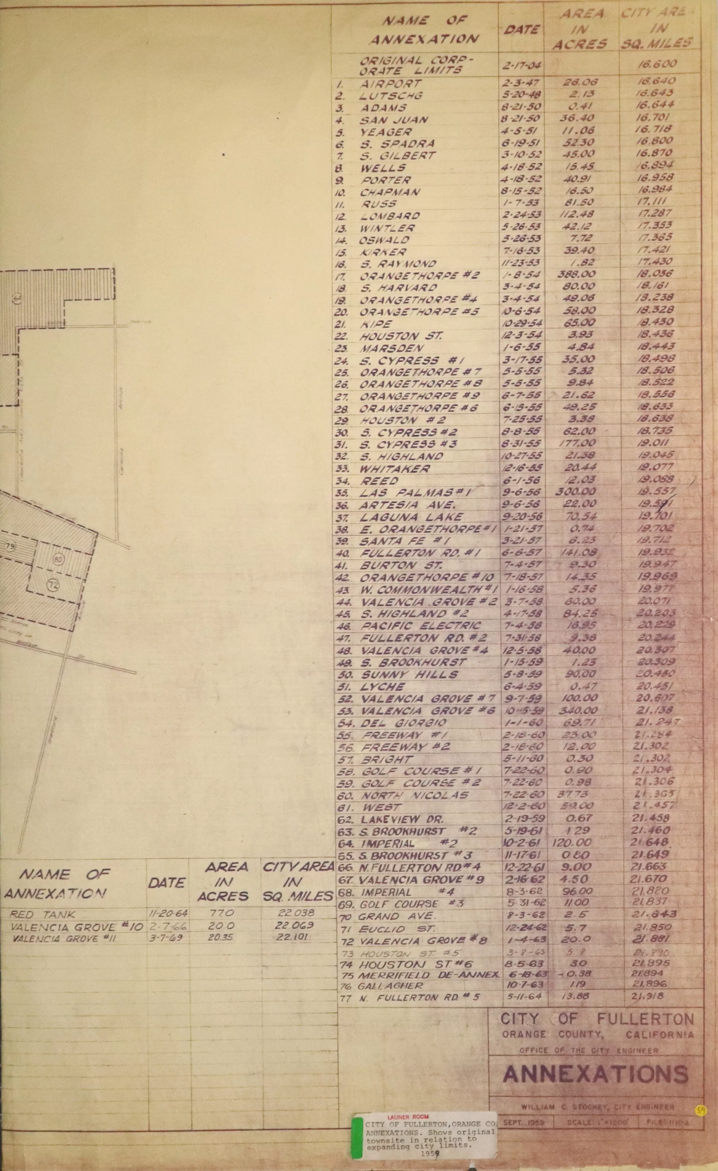 A digital scan of the Annexation Map (side B) from 1969.