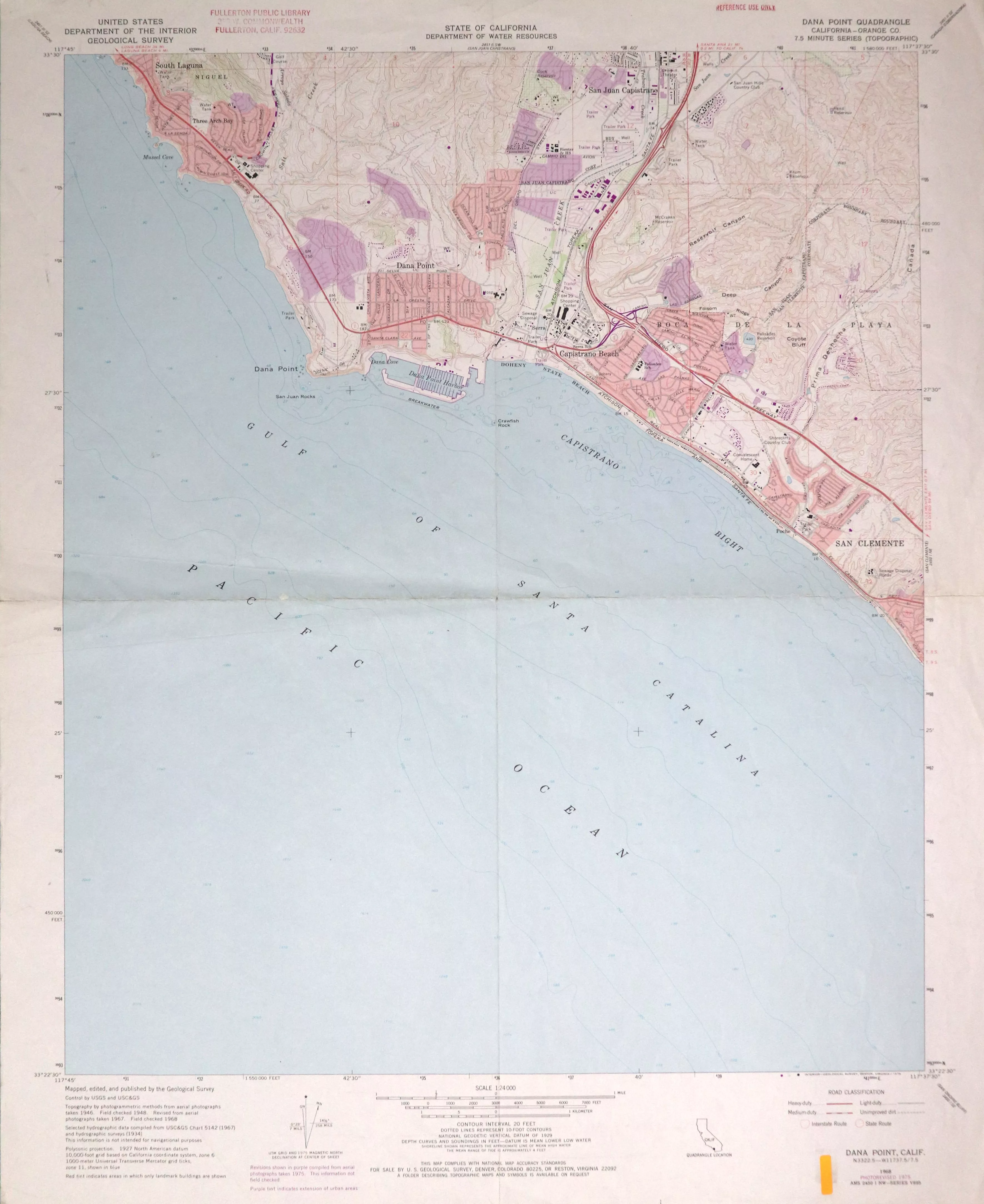 A digital scan of the Dana Point Topographic Map from 1975.