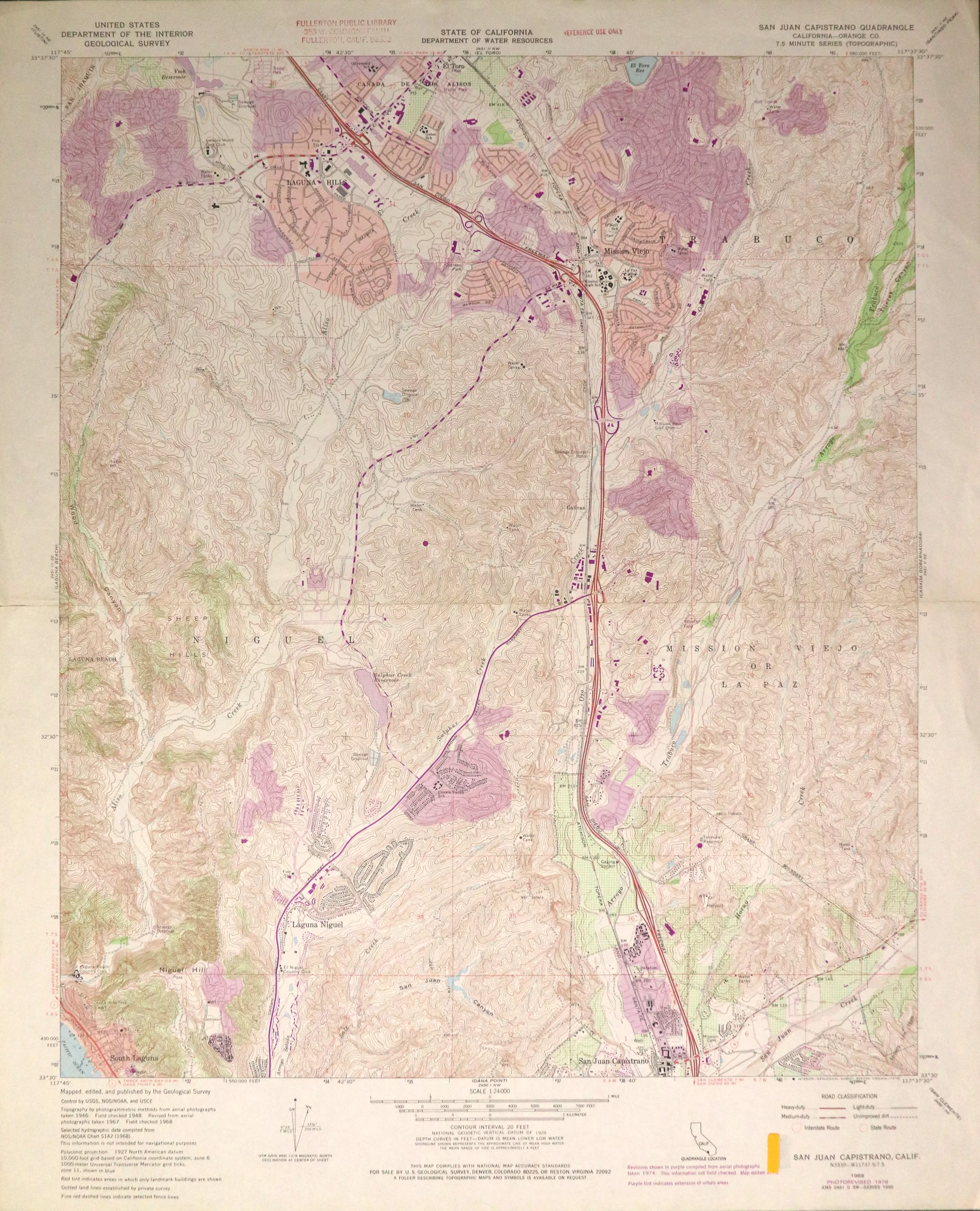 A digital scan of the San Juan Capistrano Topographic Map from 1978.