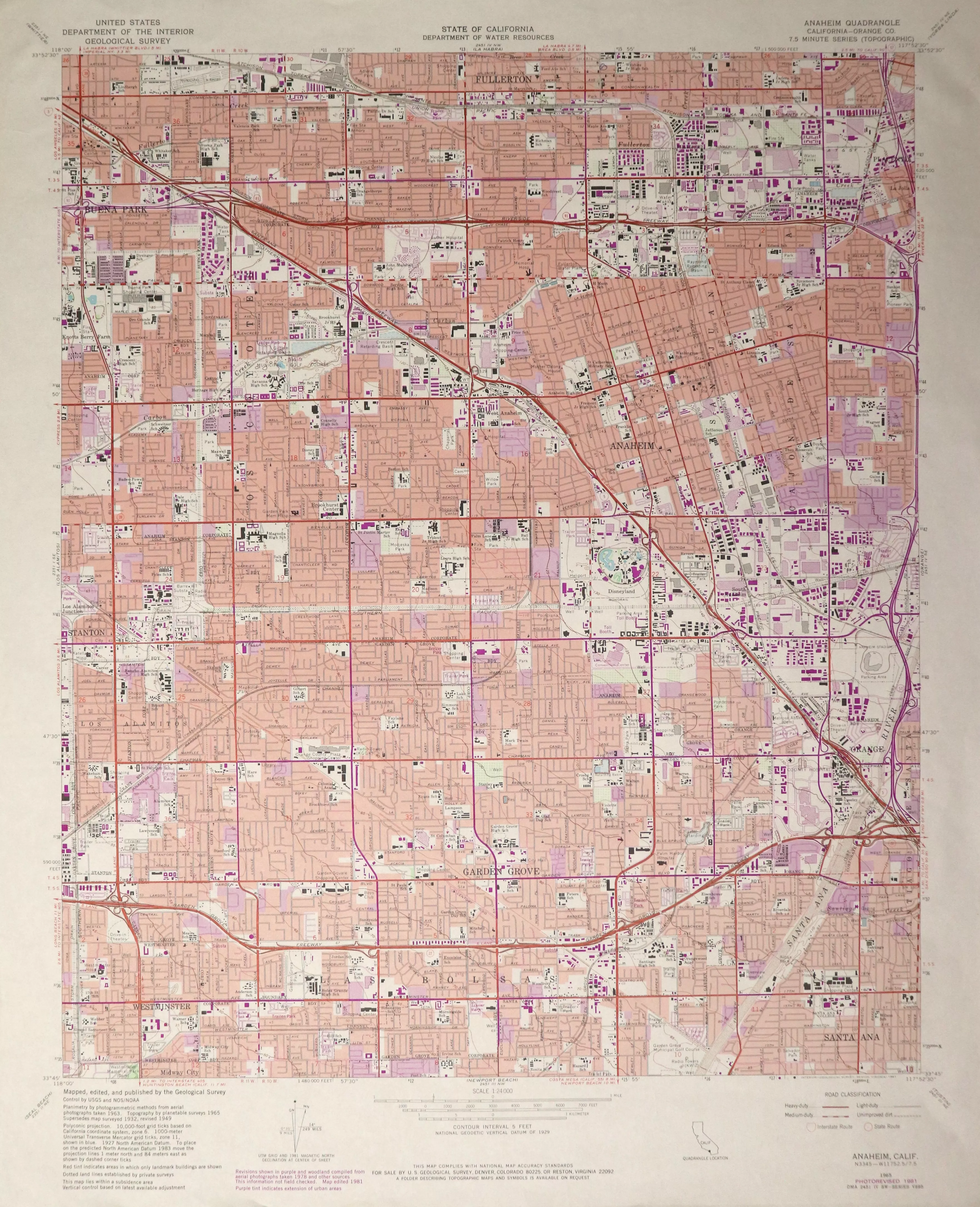 A digital scan of the Anaheim Topographic Map from 1981.