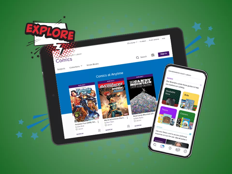 Explore comics on the Libby app.