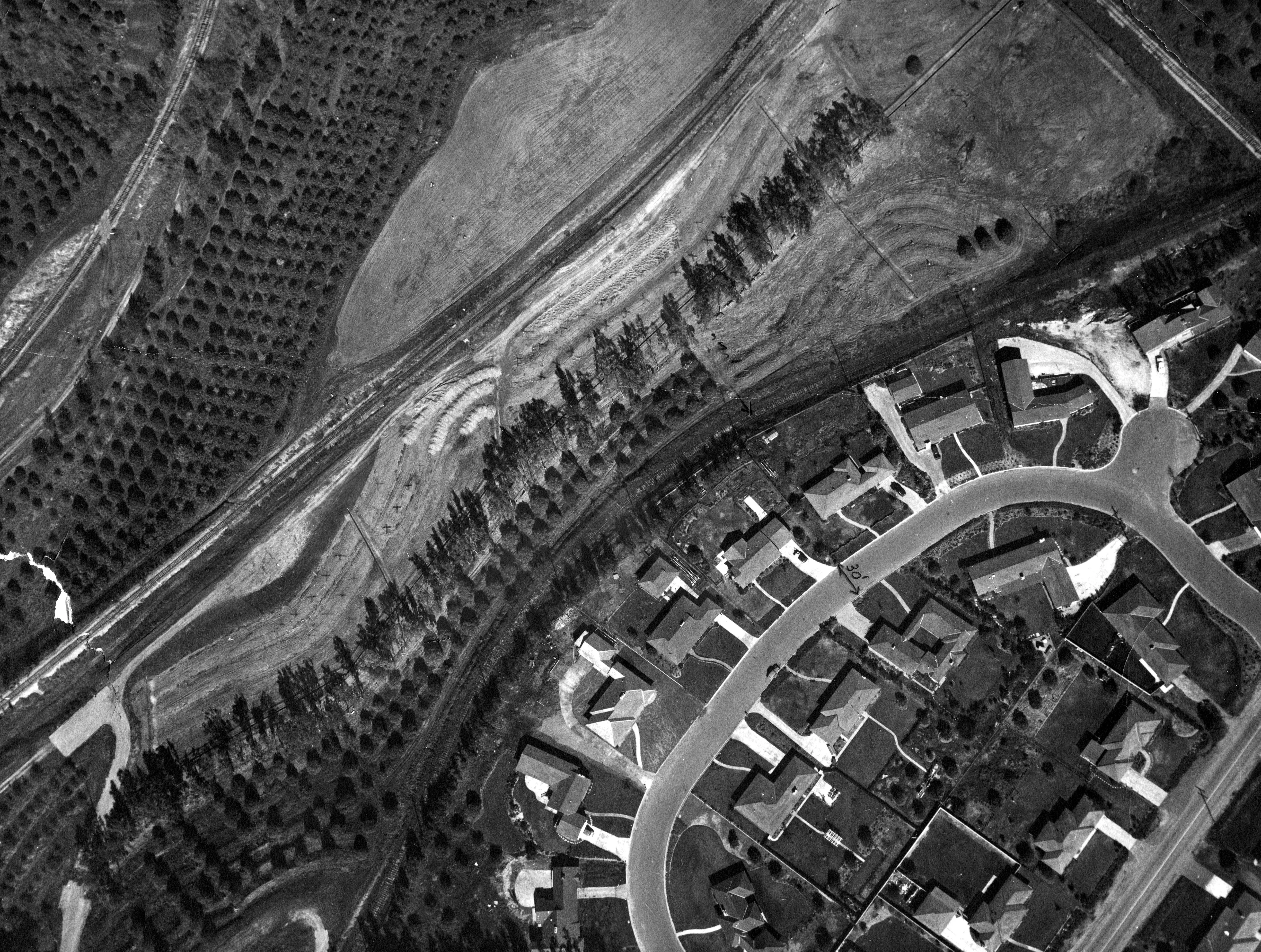 A digital scan of an aerial view of Miramonte Drive in 1966.