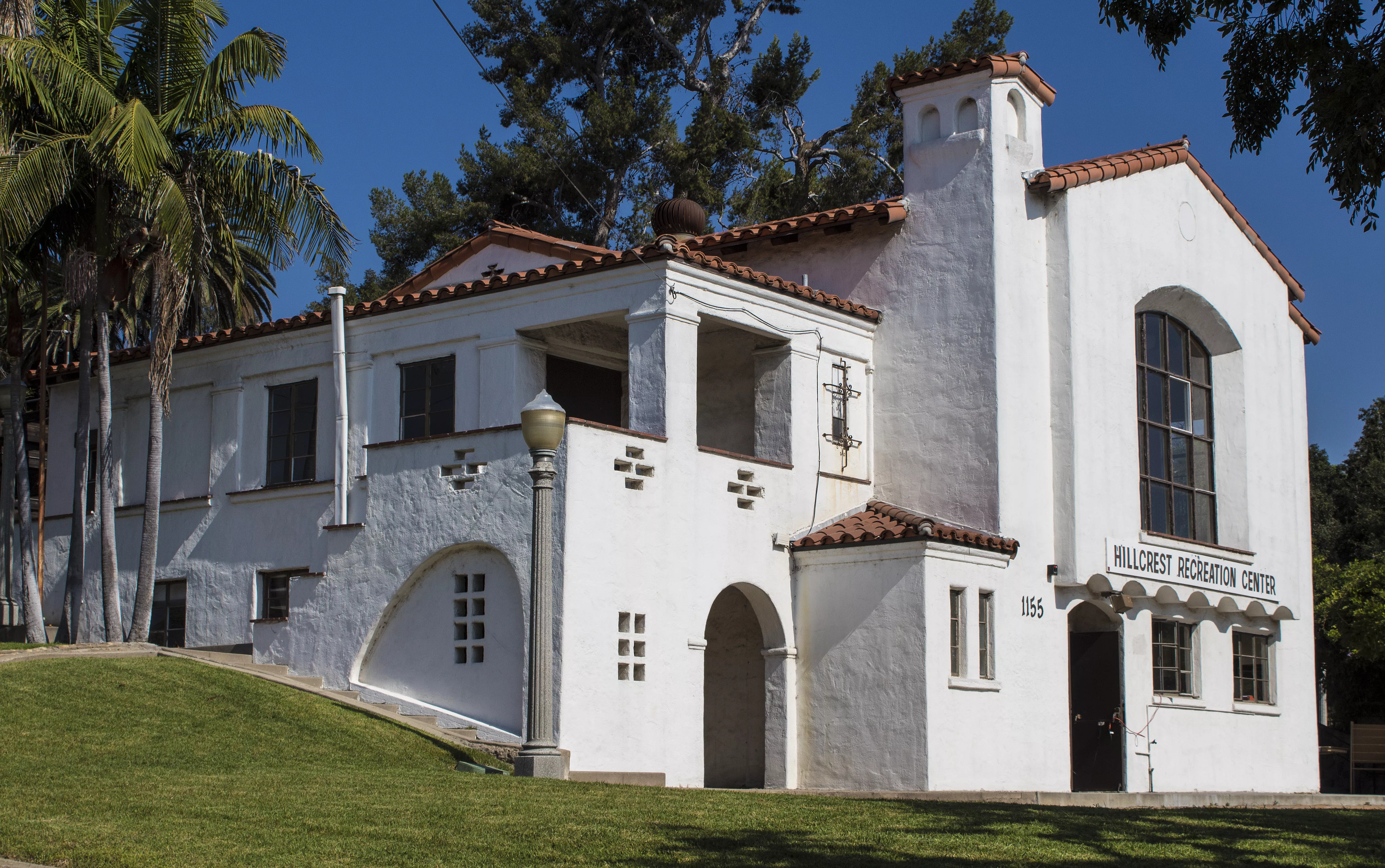 A colored photograph of the American Legion Hall at Hillcrest Park, taken in 2017.