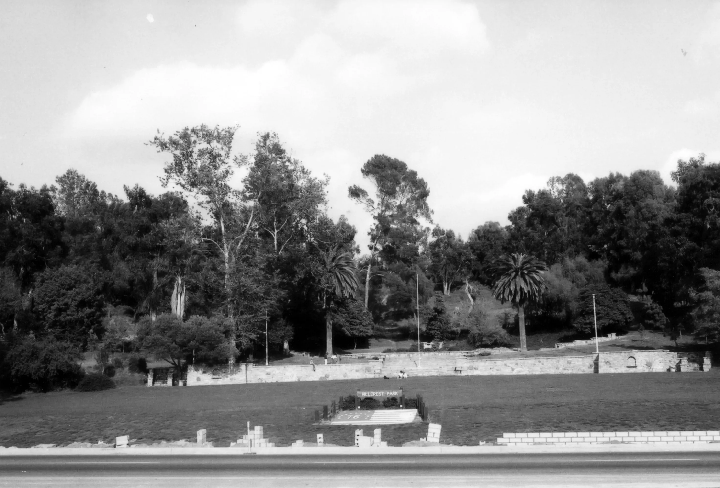 A black and white photograph of the Hillcrest Park taken in 1978 for the Historical Building Survey.