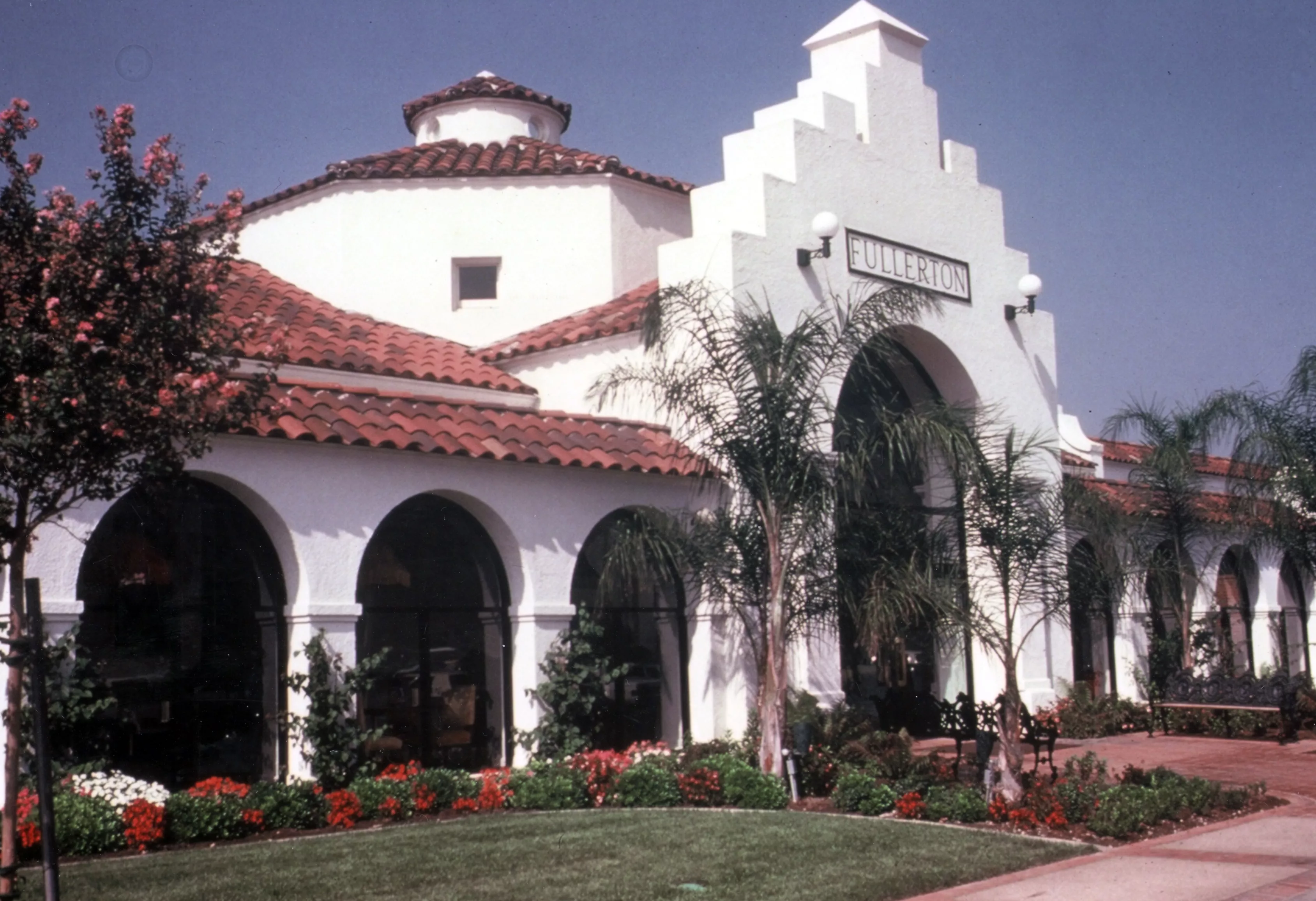 A colored photo of the Union Pacific Depot as the Spaghetti Factory.