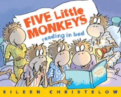 Five little monkeys reading in bed 