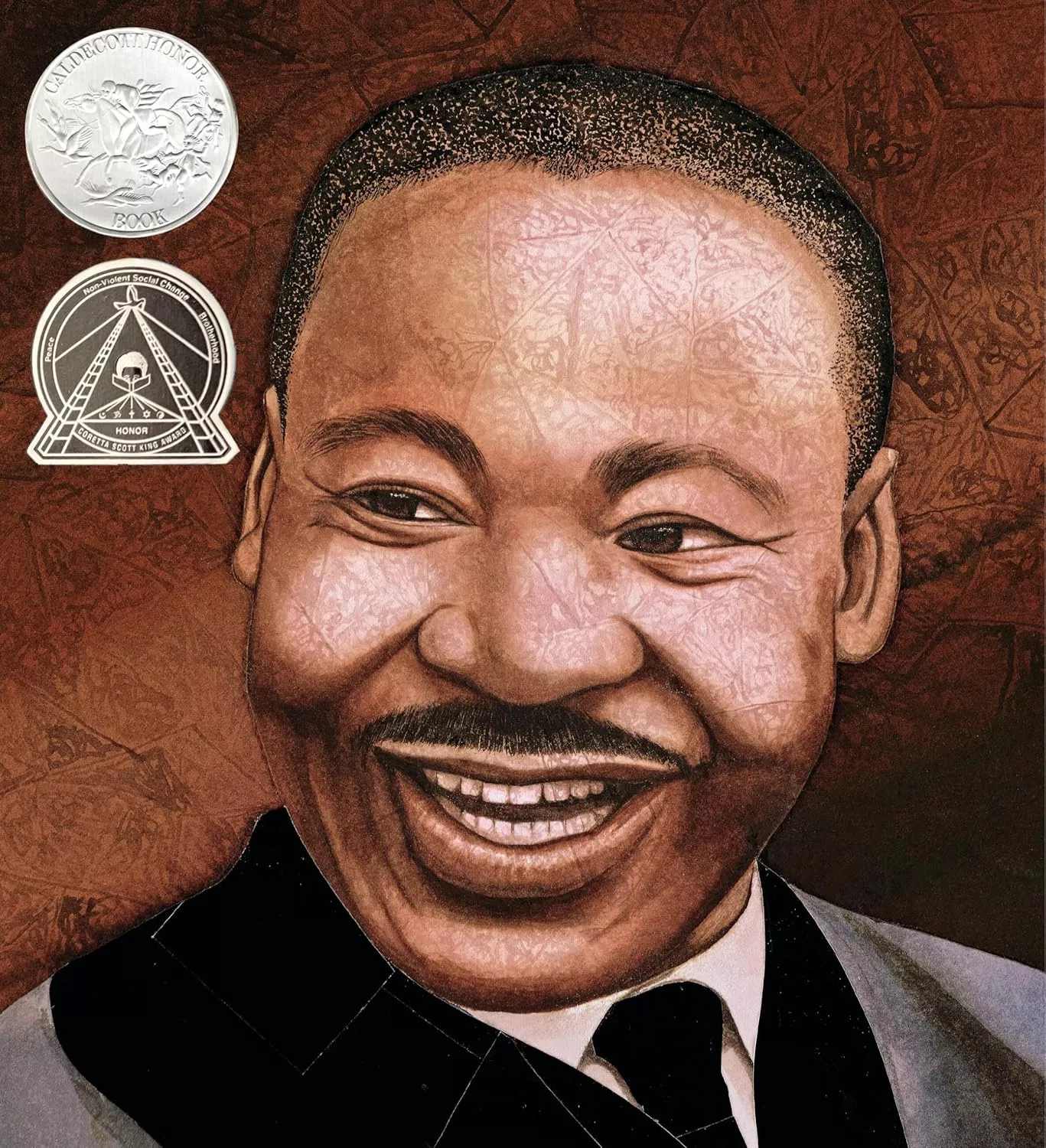 Cover of Martin's Big Words by Doreen Rappaport depicting an illustration of Martin Luther King Jr. King is smiling and looking over his left shoulder.