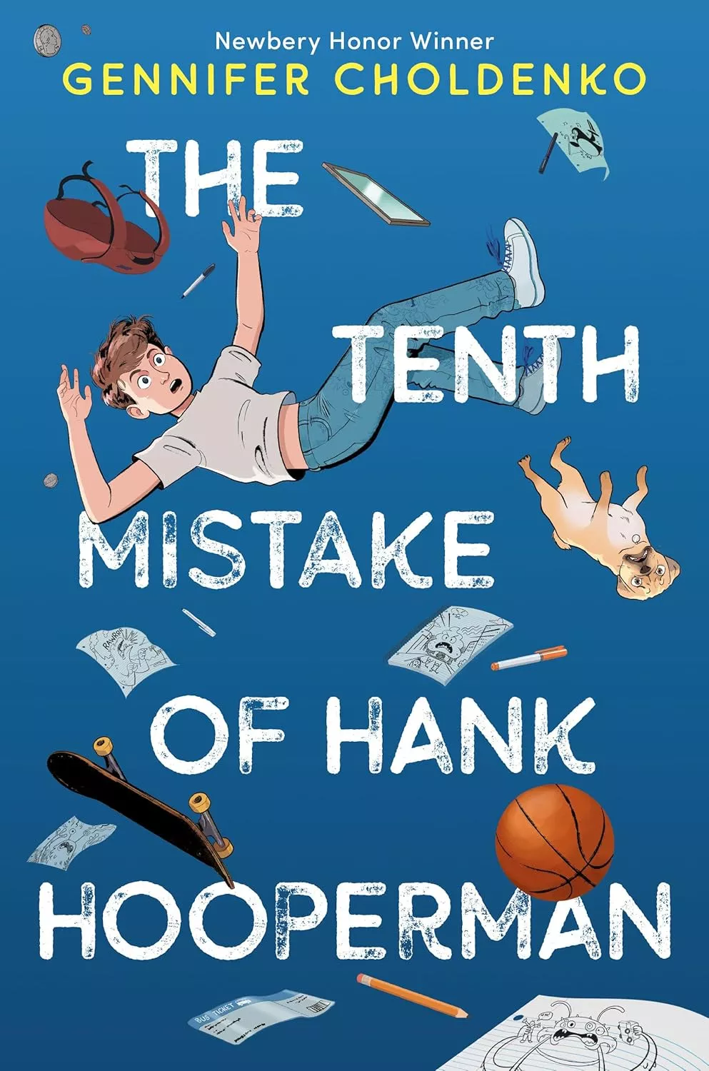 Cover of The Tenth Mistake of Hank Hooperman by Gennifer Choldenko depicting a boy falling 