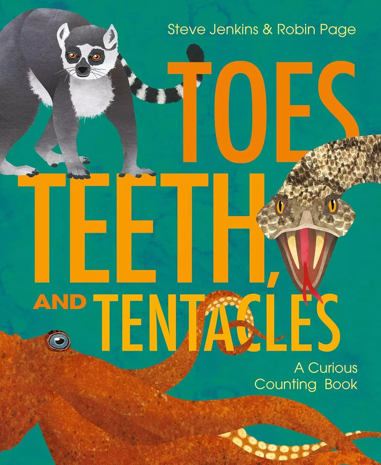 Cover of Toes, Teeth, and Tentacles depicting a lemur, a snake, and a giant squid.