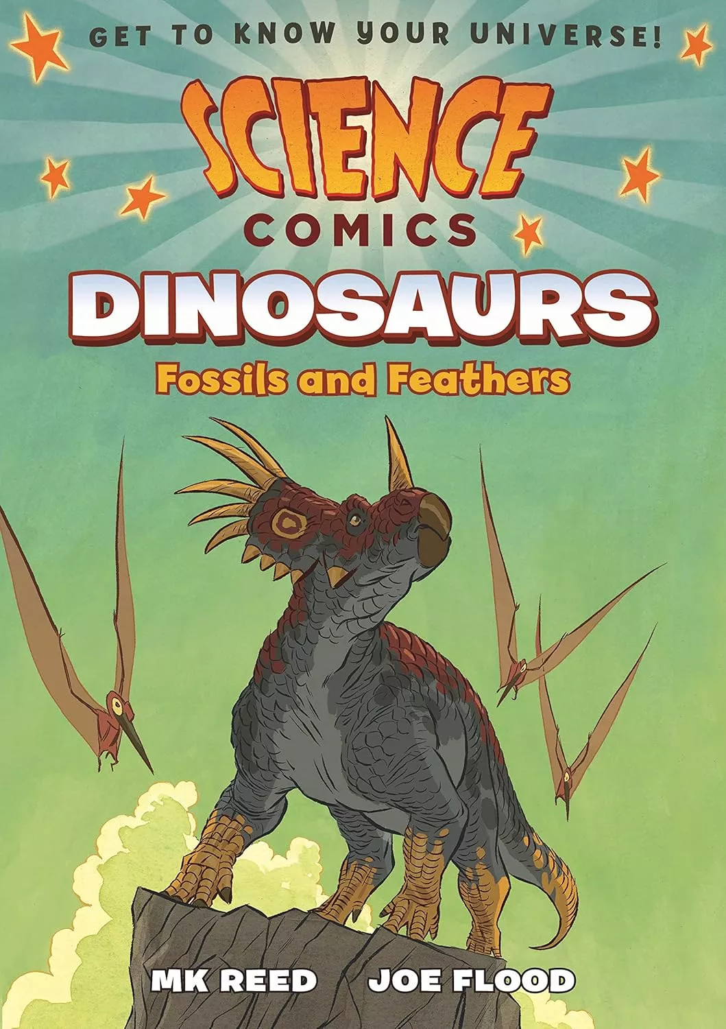 Cover of Dinosaurs: Fossils and Feathers by MK Reed.