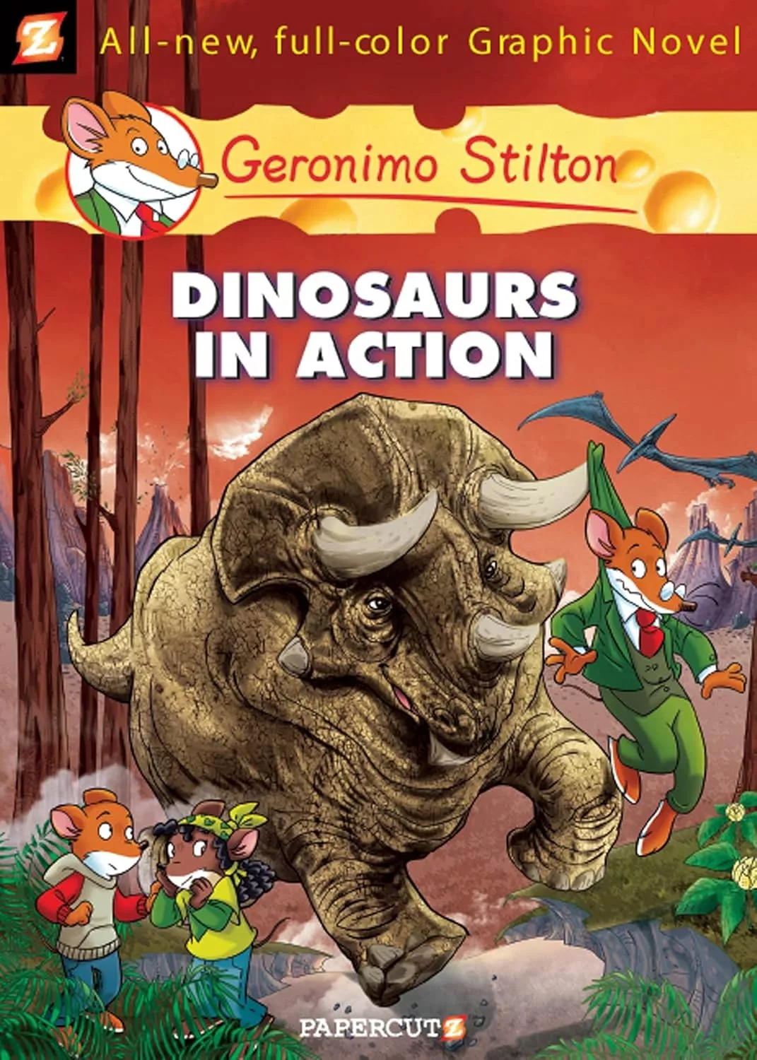 Cover of Dinosaurs in Action by Geronimo Stilton.