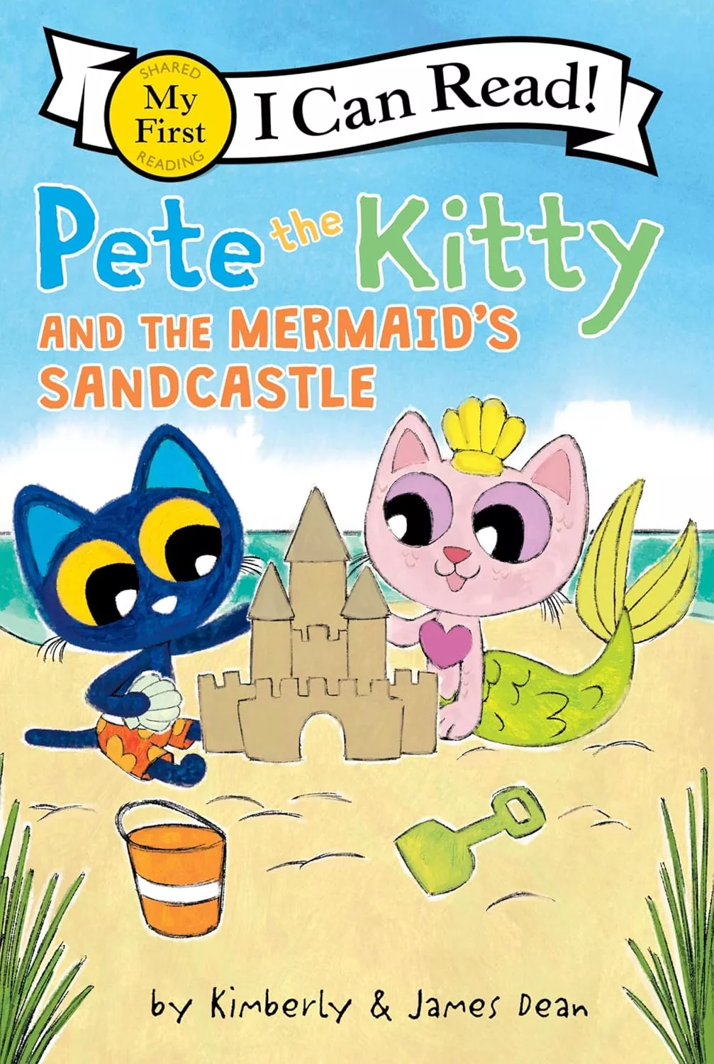 Cover of Pete the Kitty and the Mermaid's Sandcastle by Kimberly and James Dean.