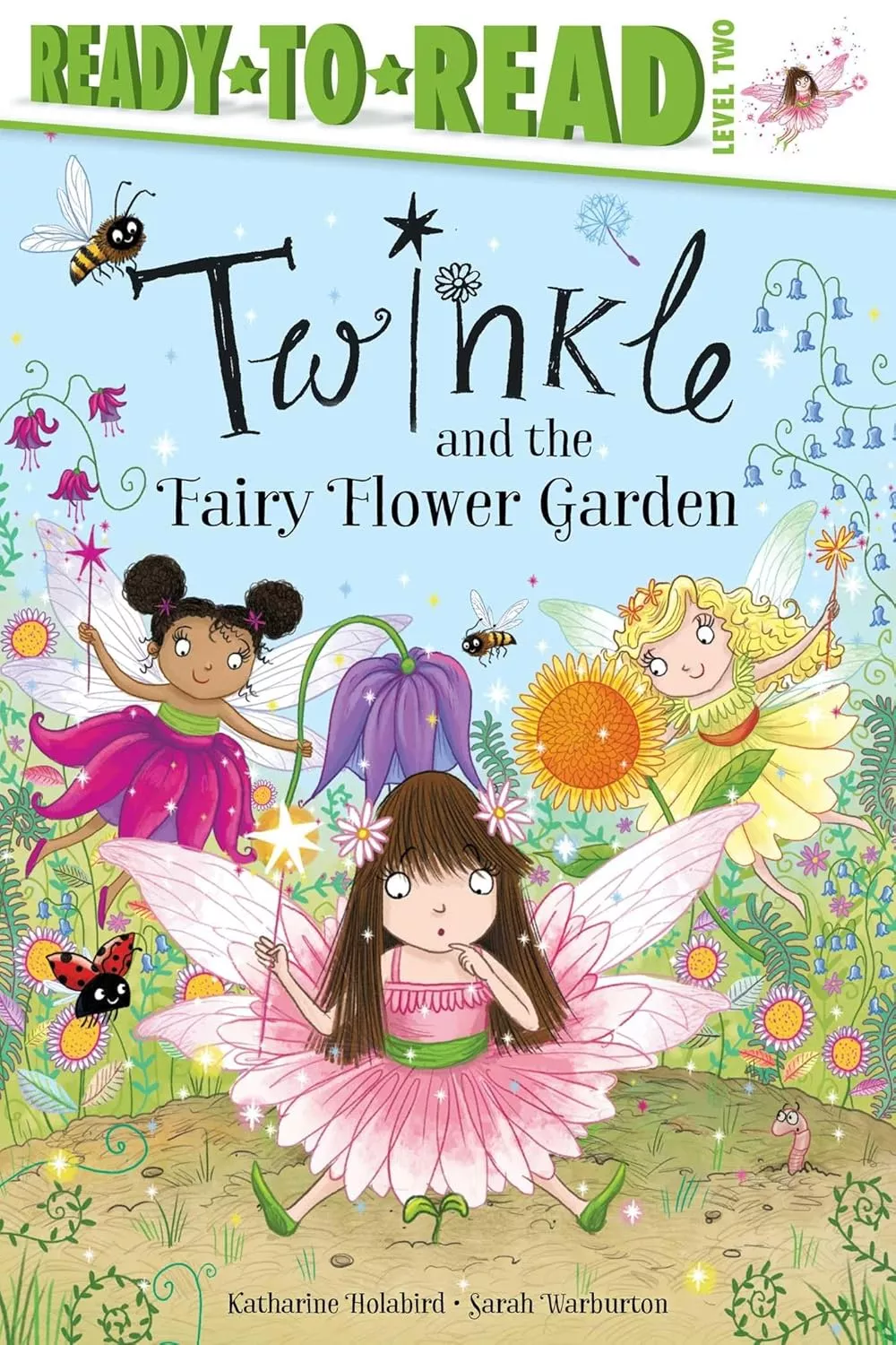 Cover of Twinkle and the Fairy Flower Garden by Katharine Holabird. depicting three fairies sitting in a flower garden.