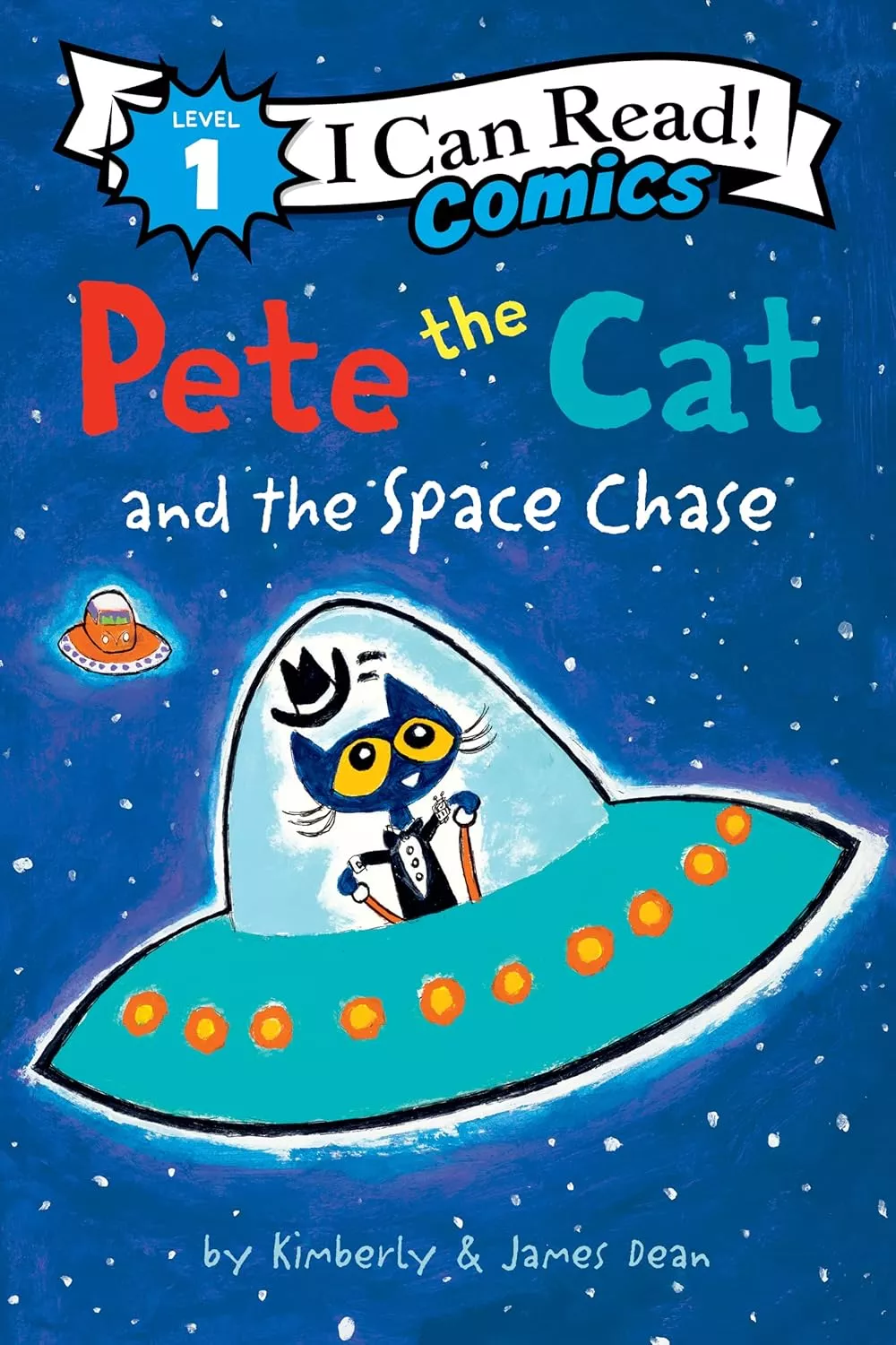 Cover of Pete the Cat and the Space Chase by Kim Dean.