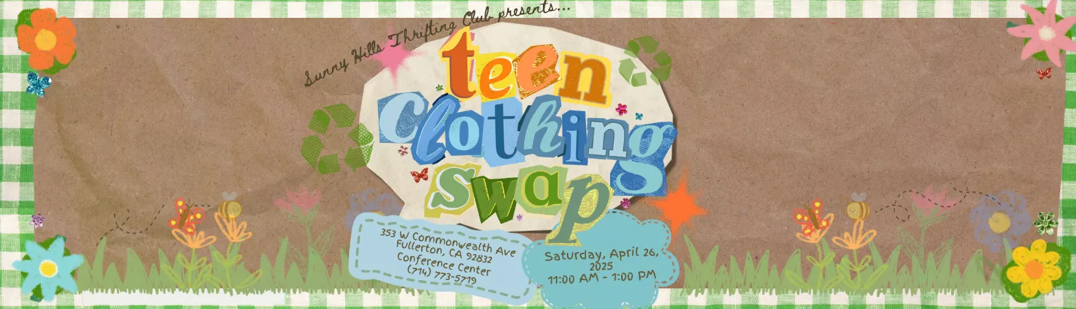 Teen Clothing Swap Saturday April 26 from 11:00am to 1:00pm in the Conference Center Room.