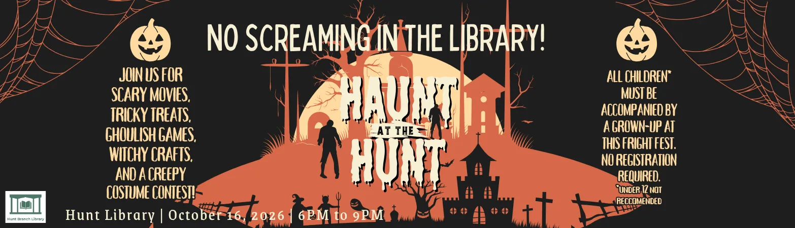 Scary Late Teen and Adult Program with activities on Friday, October 16 from 6-9pm.